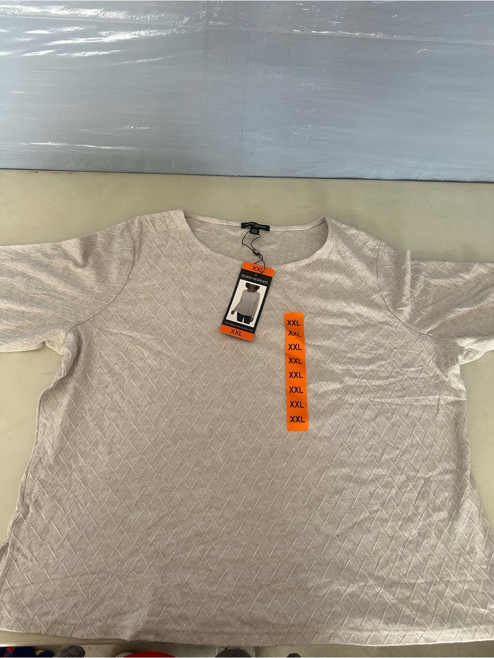 Mario Serrani Men's Short-Sleeve Textured Tee - Light Beige